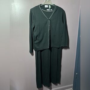 Villager Black Dress and Cardigan with White Piping